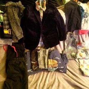 Boys bundle (size4) velvet sportcoat,T's,  & PJs